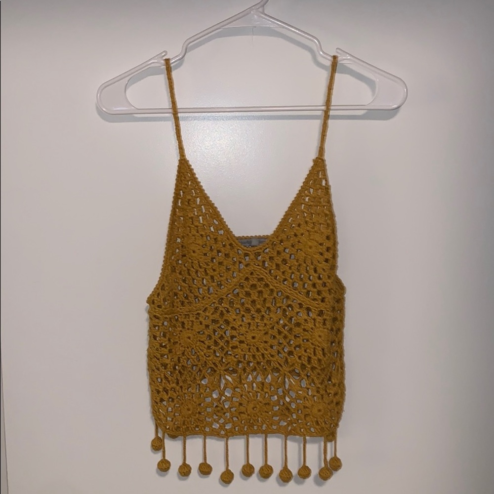 Charlotte Russe Yellow Crotchet Top